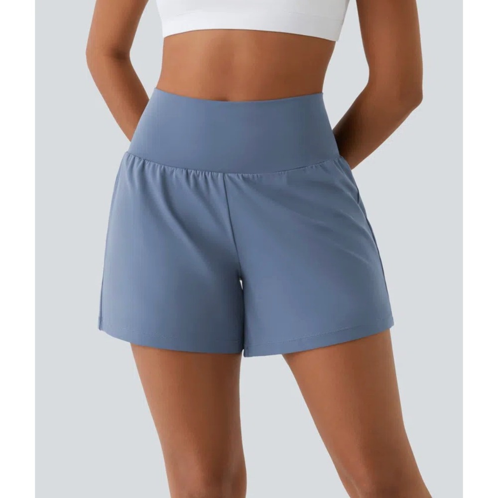 Halara SoftlyZero Airy Super High Waisted 2-in-1 Yoga Shorts Size M Long 5"
